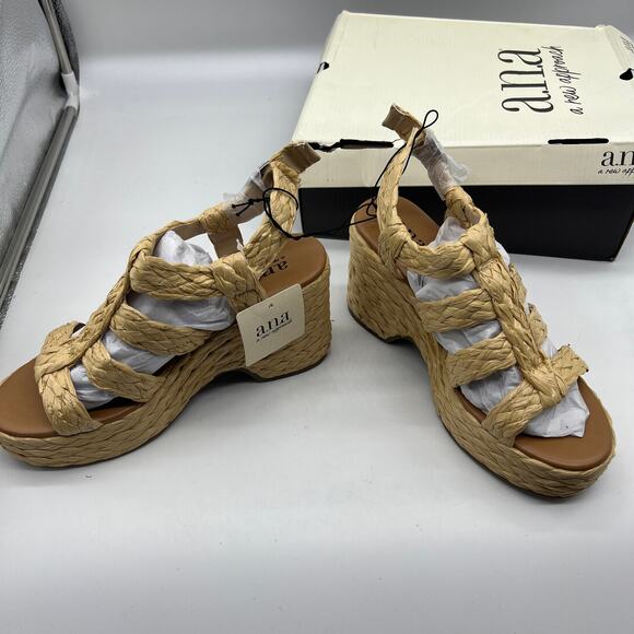 a.n.a Womens Merlin Wedge Sandals Brown Natural Size 7.5M - Picture 7 of 15